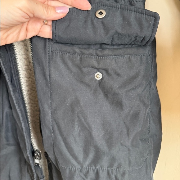 Abercrombie & Fitch Sherpa Lined Long Line Anorak Coat Faux Fur Trim Black Small - Picture 9 of 14